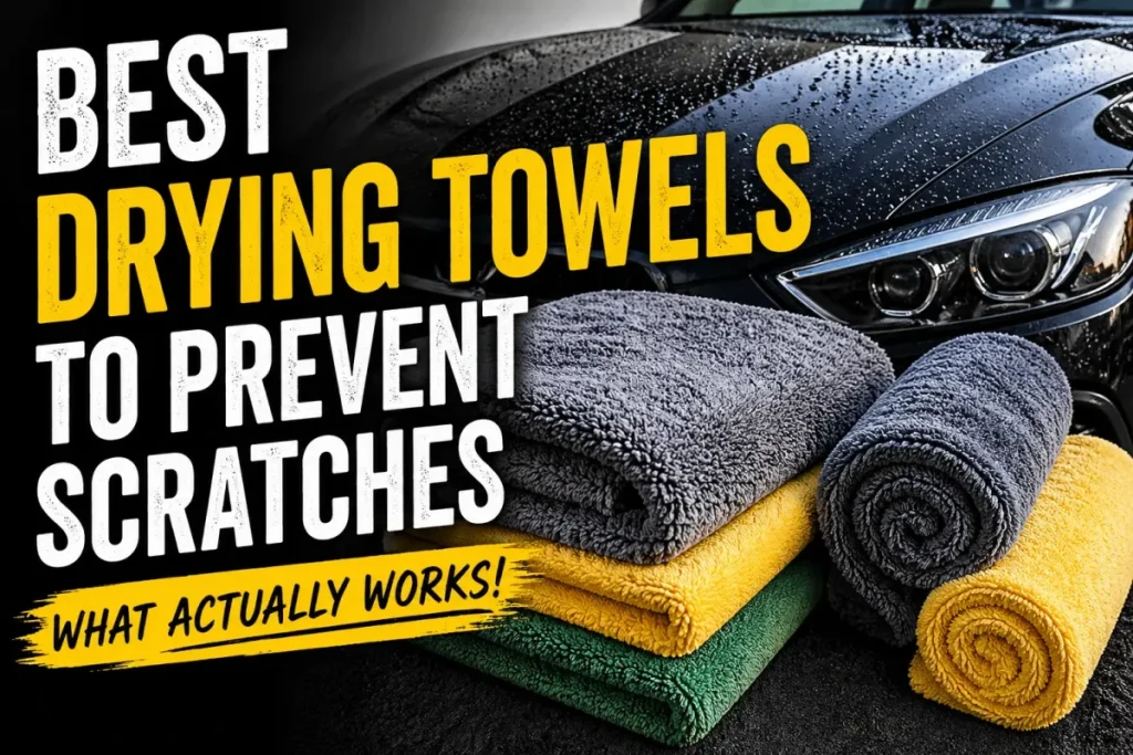 best microfiber drying towels to prevent scratches on car paint with black car background