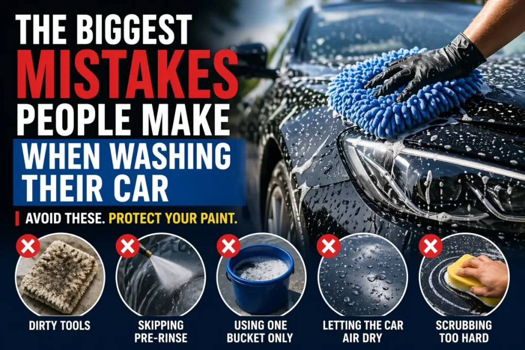 car washing mistakes that cause scratches on car paint